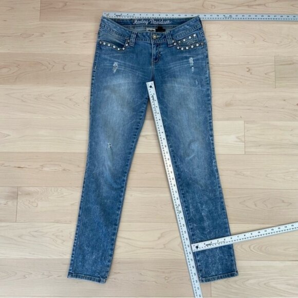 Harley Davidson jeans low rise straight leg stretch denim crystal light blue 8 - Picture 9 of 11